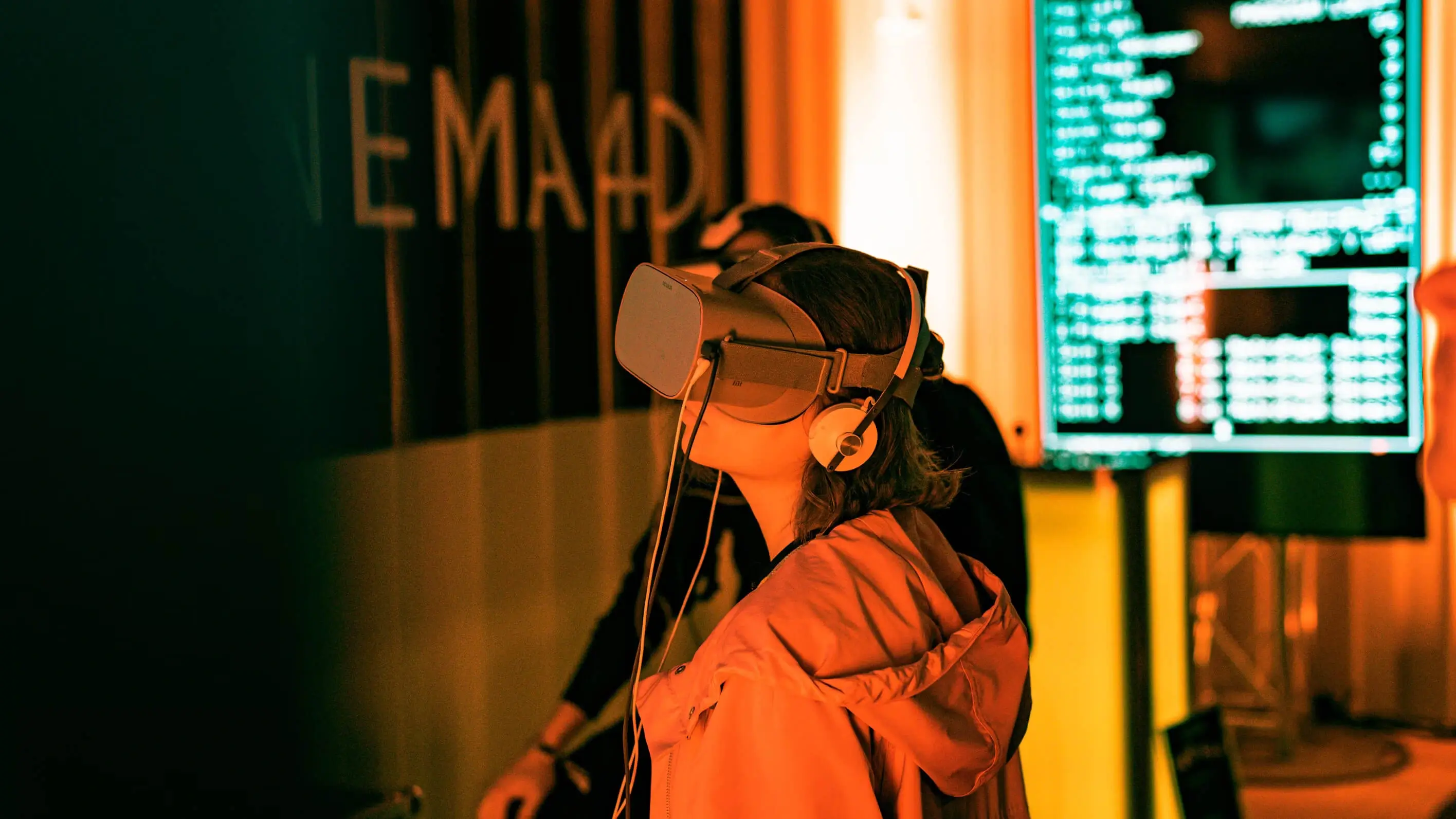 People trying out VR headset